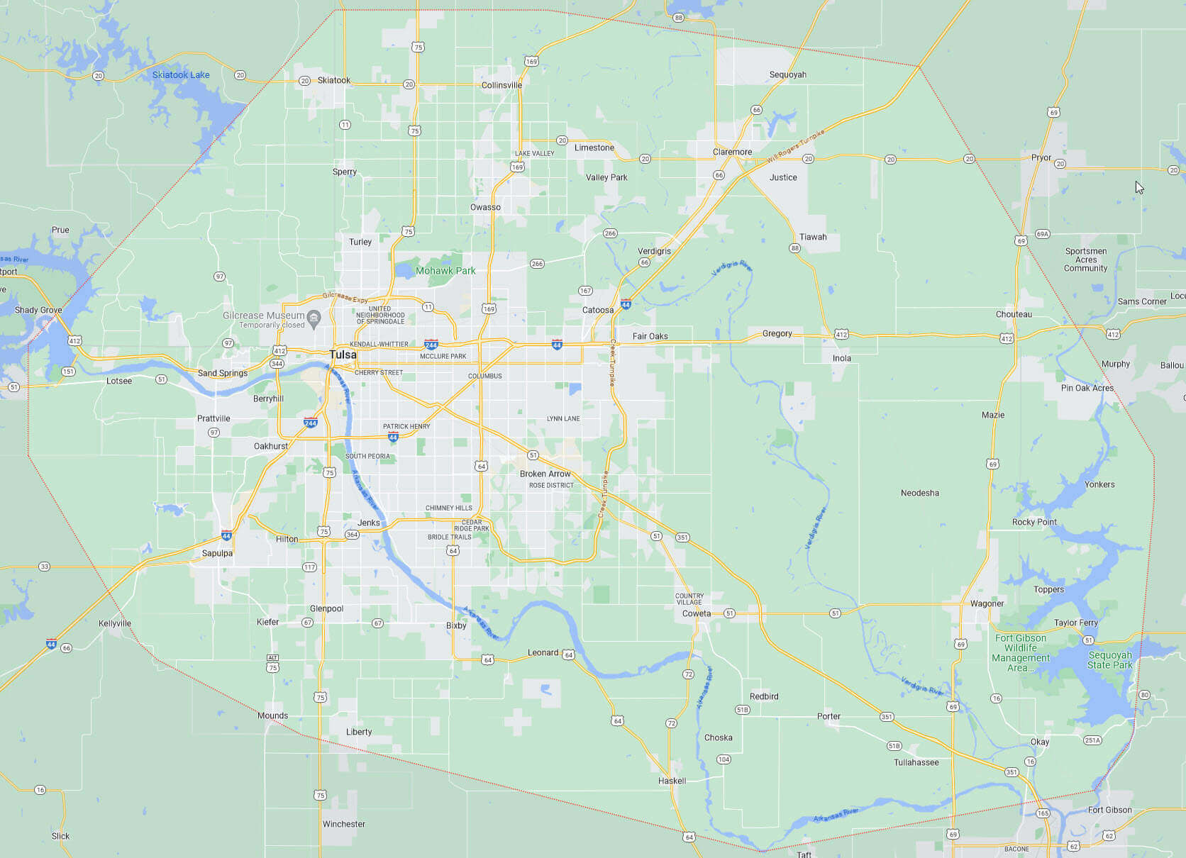 Tulsa Service Area Map-Big C's Plumbing Tulsa-Broken Arrow-Bixby OK 74008